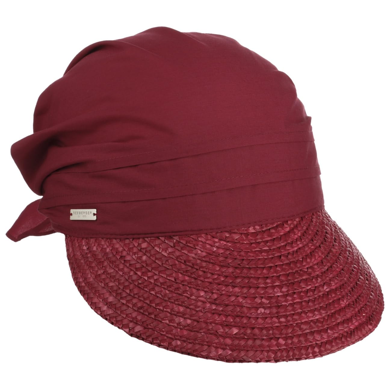 Seeberger Unisex Dark Red Ansali Straw Visor Cap By