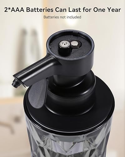 Miniatura 3 de Dispensador automático de jabón de vidrio, dispensador de jabón de manos de espuma con diseño de relieve de diamante para cocina, baño, hotel, 8.3