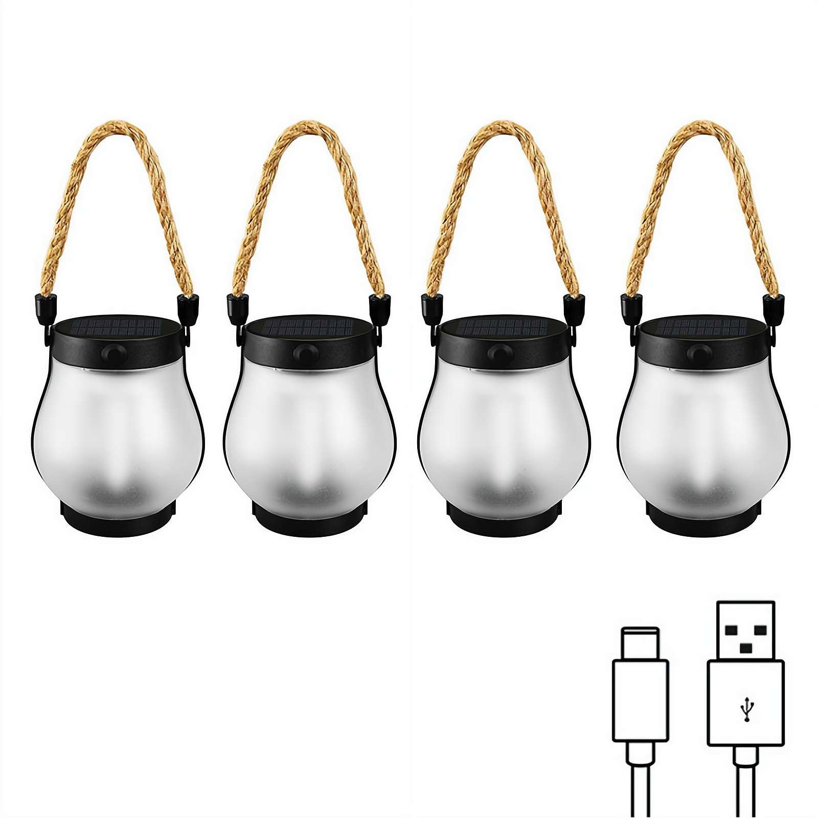 Farol solar para exteriores, linternas solares decorativas para colgar en la mesa, para jardín, patio, patio (4 unidades)