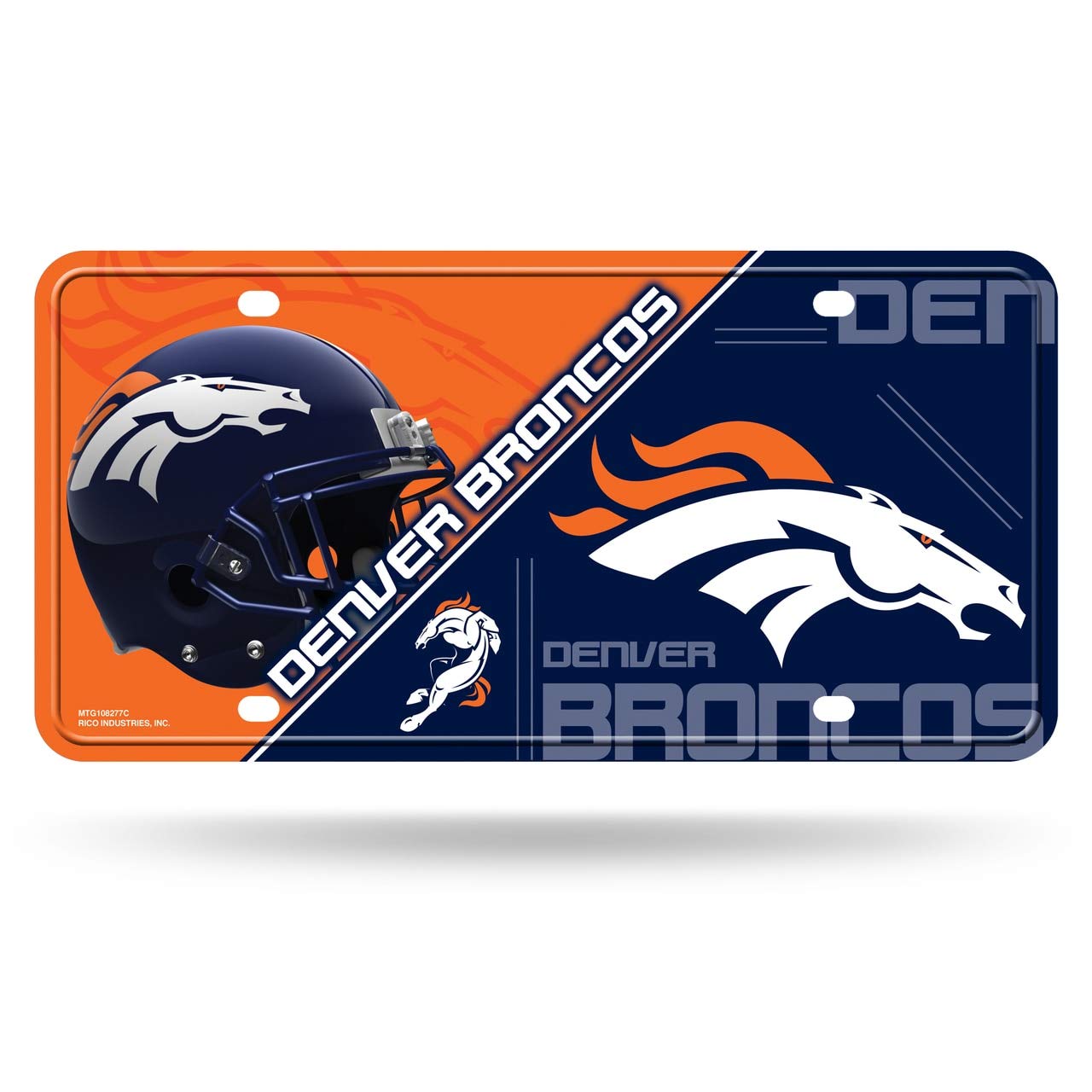Rico Industries NFL Denver Broncos mixte Denver Broncos Metaldenver Broncos de plaque d'immatriculation en métal de plaque d'immatriculation, Team Couleur, taille unique