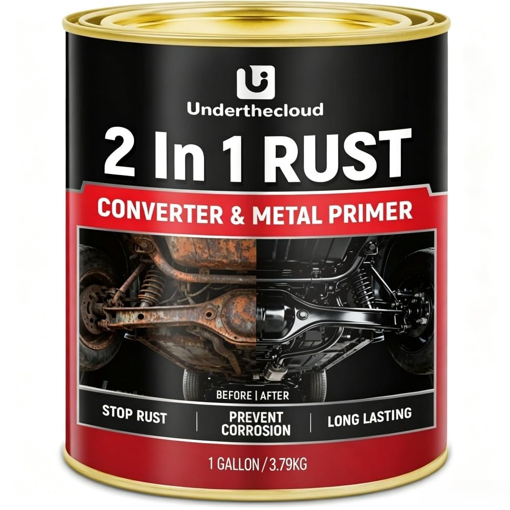 2-in-1 Rust Converter &amp; Metal Primer- Rust-Stop Black Paint Inhibitor for Metal, Anti-Rust Coating Rust Paint,Corrosion Inhibitor for Automotive, Marine, Industrial Use, Heat &amp; UV Resistant Long-Lasting (1 Gallon)