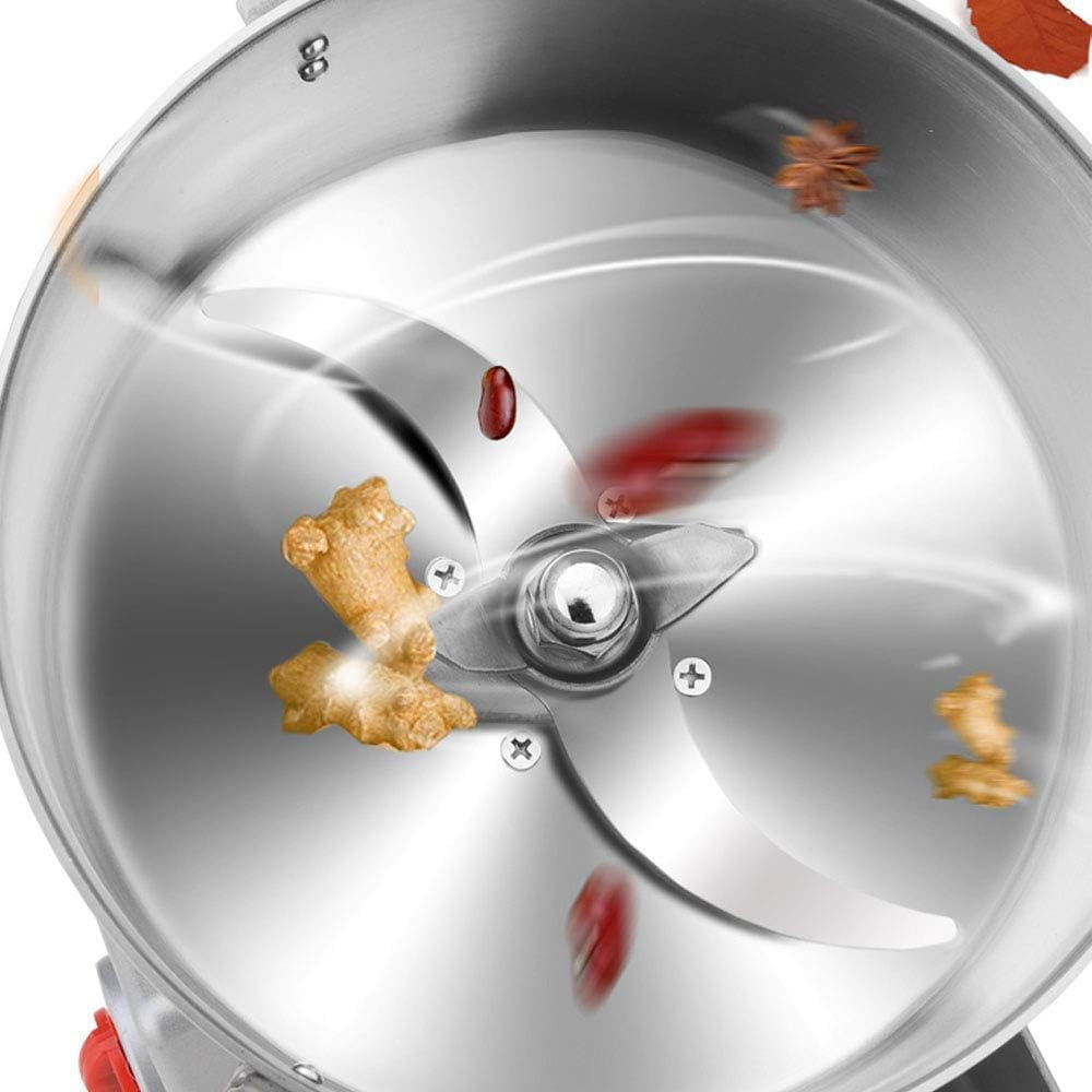 2500G Electric Grain Mills Grinder Powder High Speed Stainless Steel Swing Type Mill Herb Spice Coffee Flour Powder, 3 Blades Timing Grinding Machine,US 110V