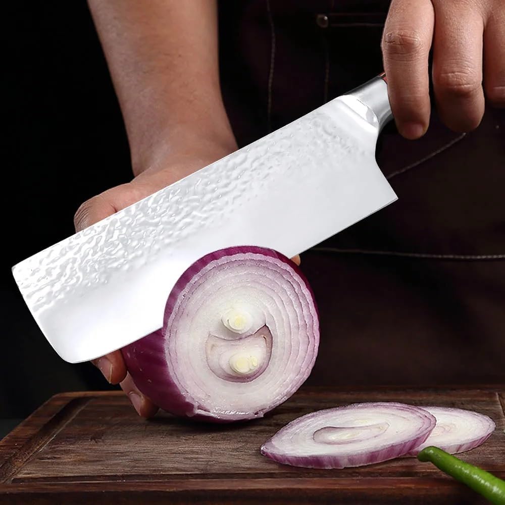 Cleaver Knife, 5Cr15 Stainless Steel Cleaver Knife Hand Forged Kitchen Knives Wood Handle Chopping Vegetables Slicing Knives