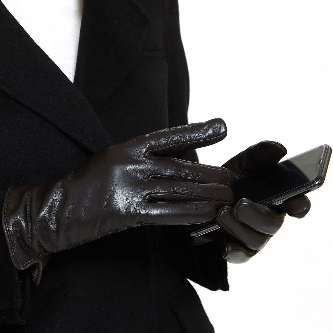 Harssidanzar Donna Guanti da guida in pelle senza dita da Mezzo dito
