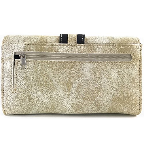 Justin West Tooled Floral Embroidery Buckle Studded Concealed Carry Tote Purse (Beige Purse Wallet Set) #TOP7