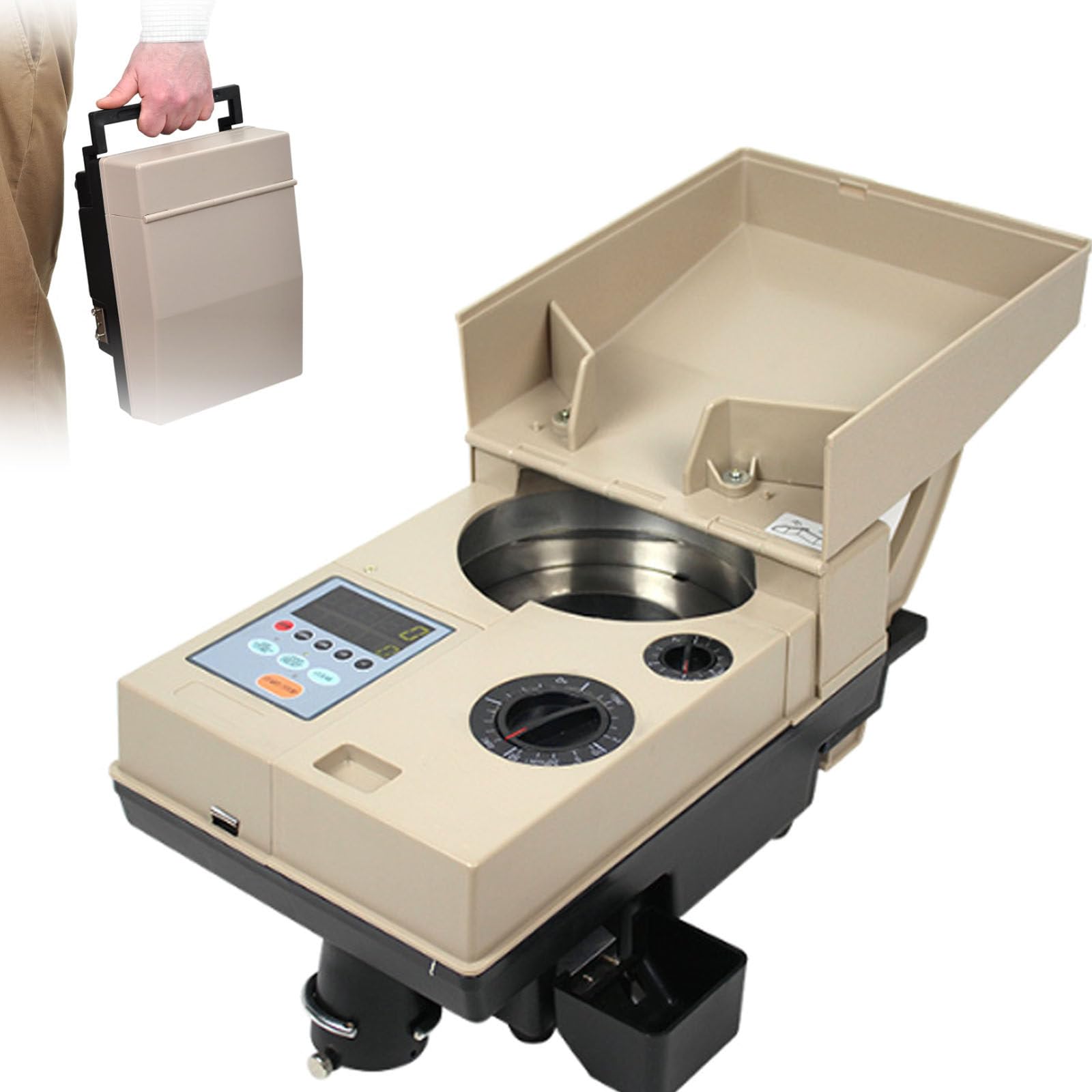SICWEDIM Automatic Coin Sorting Machine, Electric Coin Counting Machine, 1200 Coins/Minute, Accurate, Such as Financial, Bank
