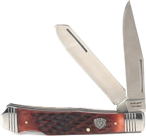 ARIAT Cuchillo occidental Doble Cuchillas Recta Plegable Marrón A710010902