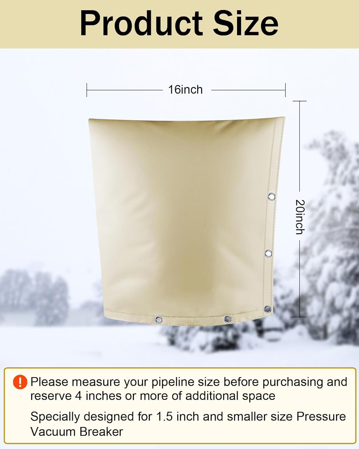 Backflow Preventer Pipe Insulation Cover (5°F), POROLIR 20"X16" Thicker Pressure Vacuum Breaker Cover, Water Well Pump Sprinkler Valve Cover for Winter Freeze Protection, Khaki