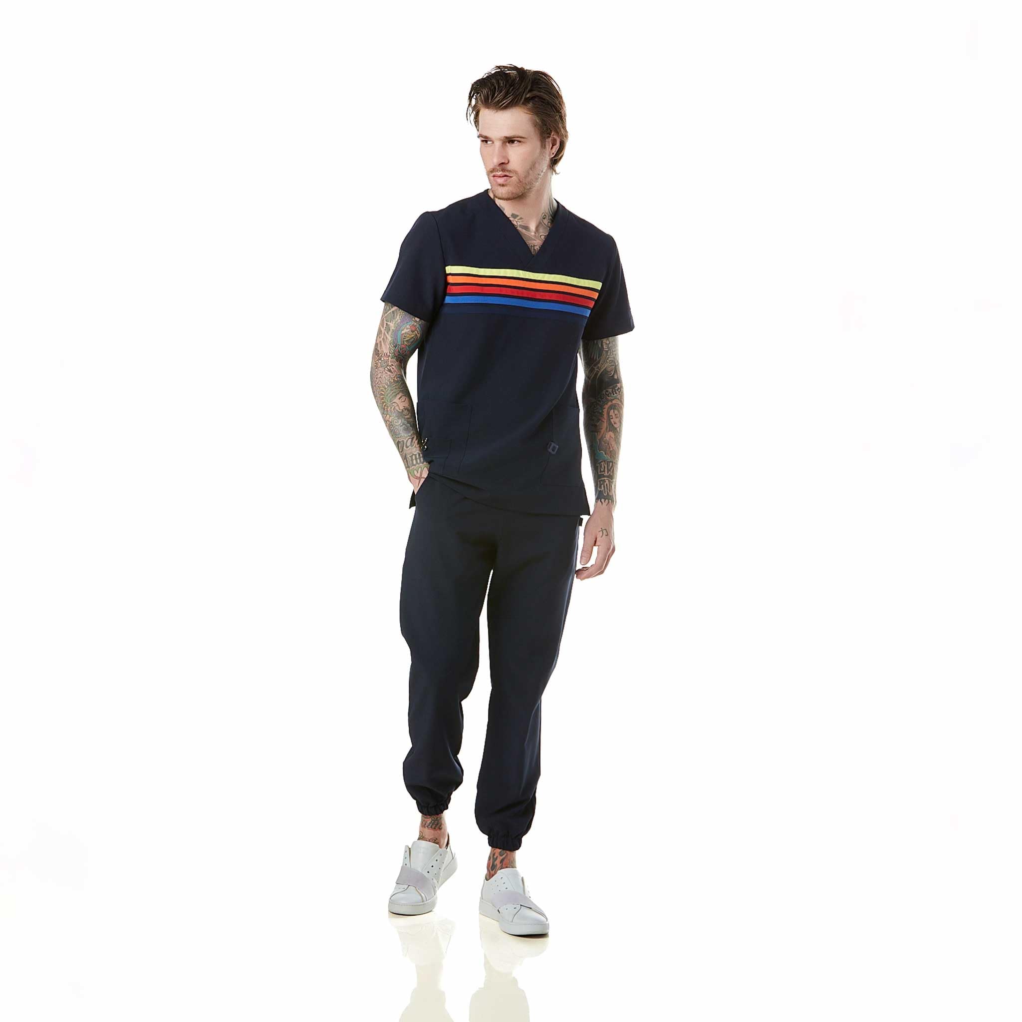 GALLANTDALE Uniforme Médico con Casaca y Pantalón para Hombre, Pijama Médica Hombre, Scrub Quirúrgico, Esterilizable, Reusable - Amalfi
