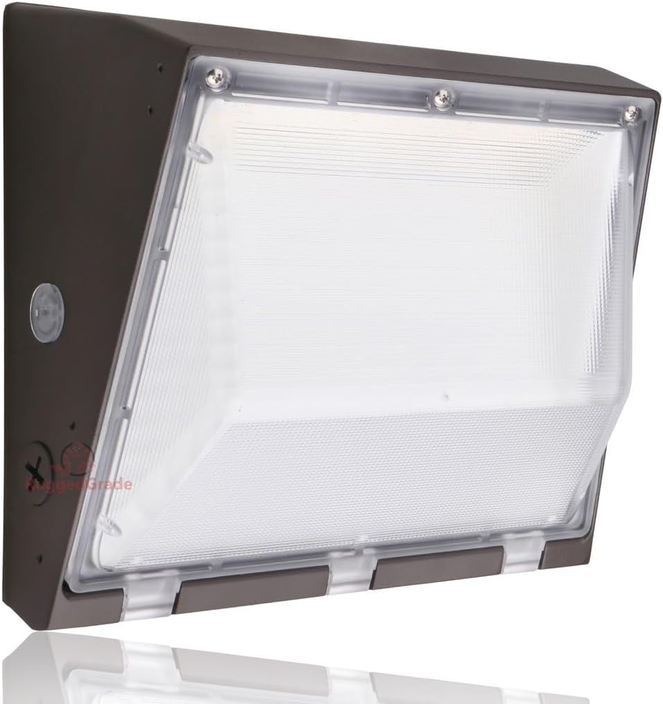 RuggedGrade 80W LED Wall Pack - Durado Blade Series - 11,400 Lumens - 5000K Bright White - Semi Cut-Off - No Photocell - Black Housing - DLC 5.1 Premium