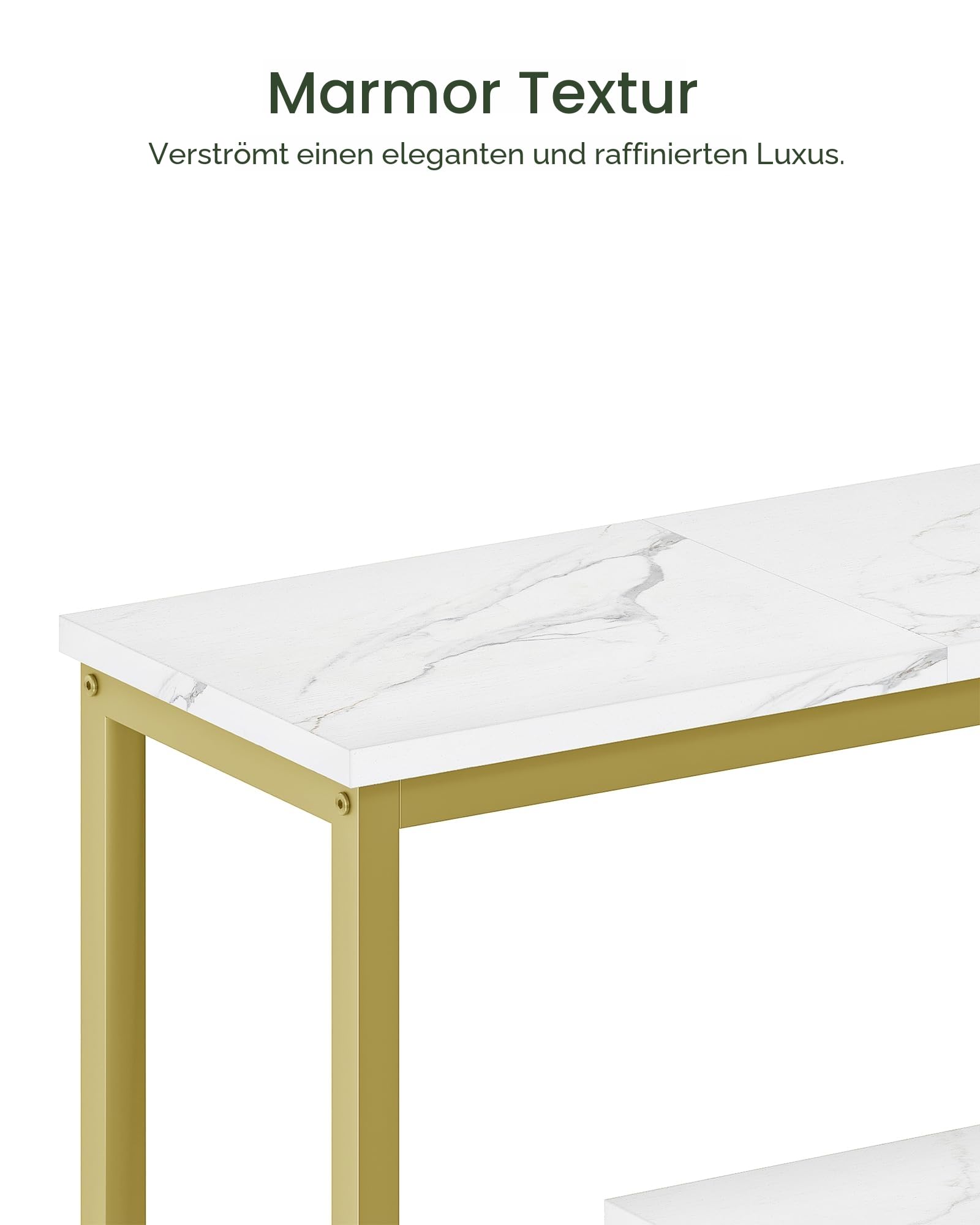 CHOEZON Konsolentisch, 3-stufige Eingangskonsole, moderner Beistelltisch, mit Marmorstrukturfurnier, Metallrahmen, für Eingangsbereich, Wohnzimmer, Flur, Esszimmer, Marmorweiß und Gold DTXG03DJ