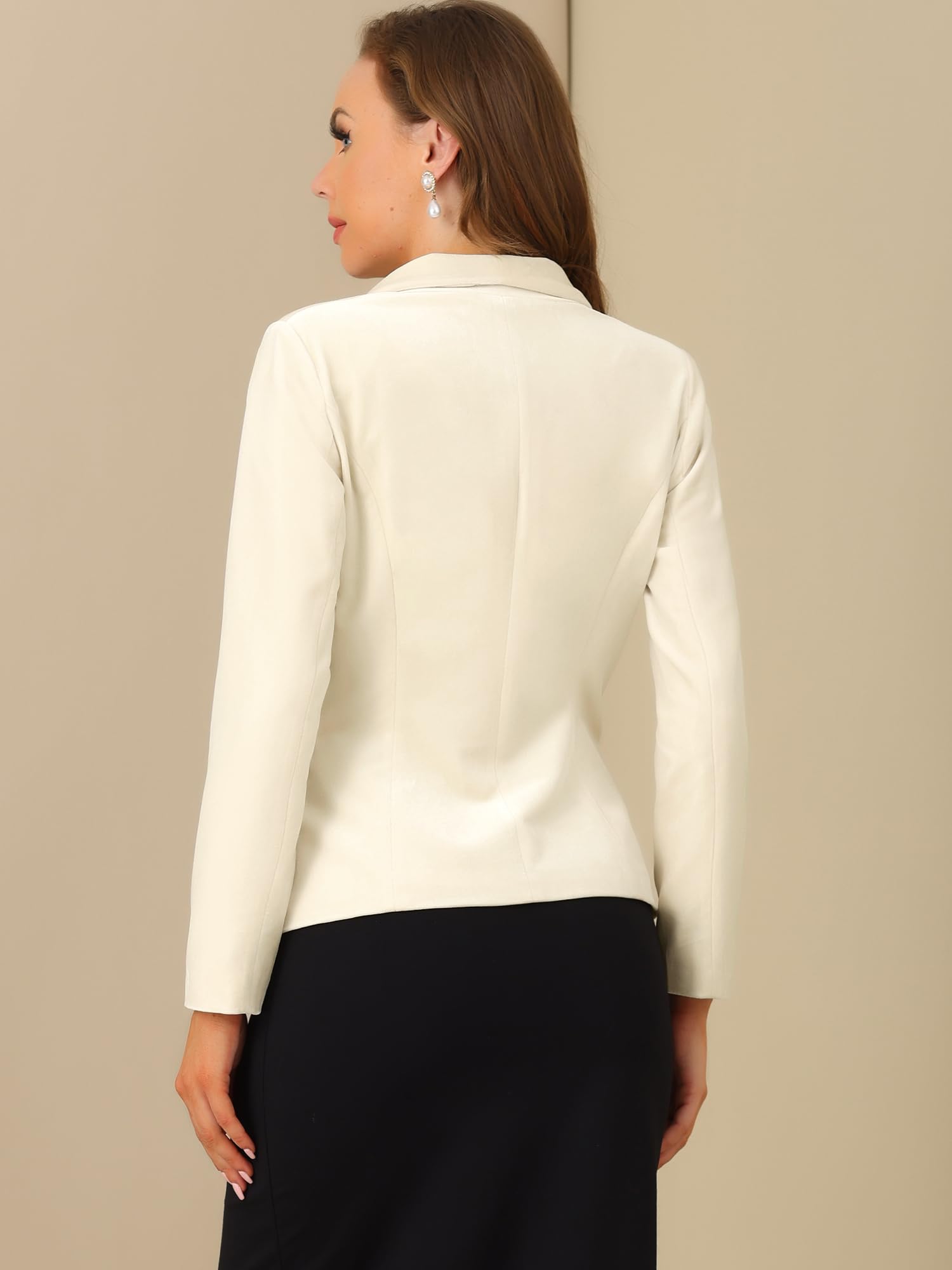 Allegra K Blazer en Velours Femme à Col Châle avec 1 Bouton Déguisement Veste d'affaires Décontracté