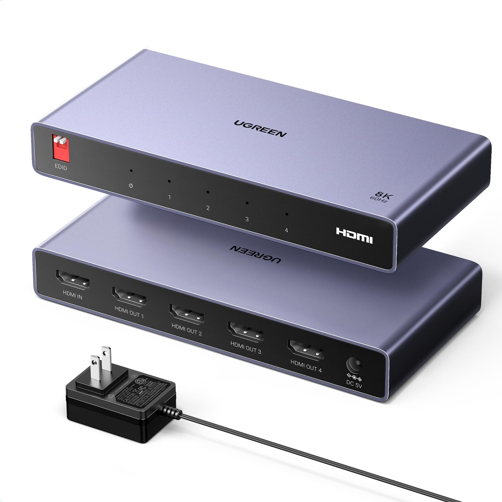 Amazon | UGREEN HDMI 分配器 1入力4出力 8K@60Hz HDMIスプリッター 4