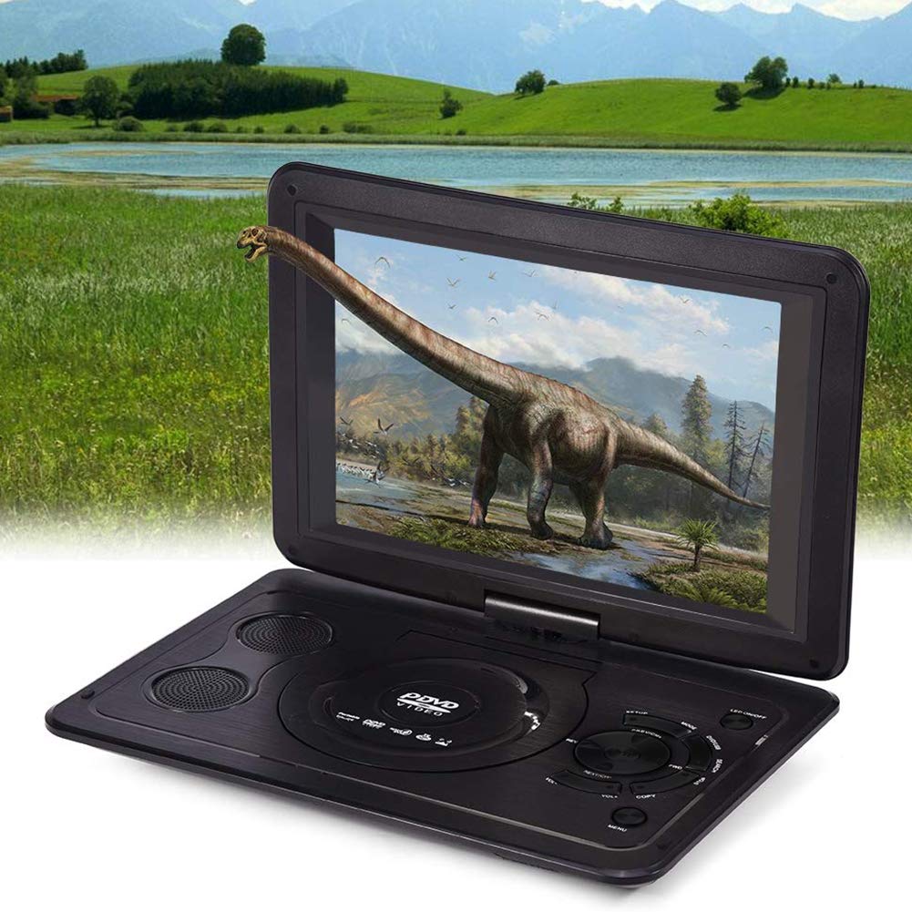 Lettore DVD portatile da 13,9" per i viaggi in auto per bambini, schermo girevole da 10,1", batteria ricaricabile, caricatore da auto, presa per cuffie per CD/DVD