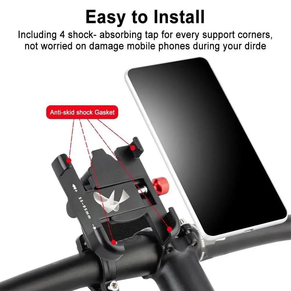 Supporto Telefono Bici Moto Alluminio Manubrio Regolabile Antiscivolo Accessori Ciclismo