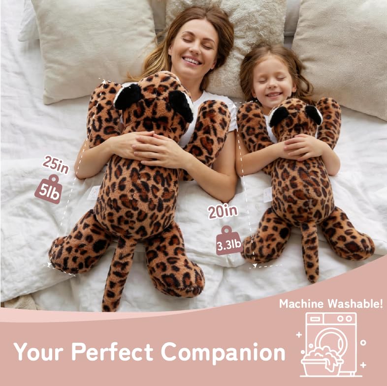 Image of Niuniu Daddy Leopard Weighted Stuffed Animals for Kids & Adults, 25 inch | 5lb Large Weighted Plushies Pillow for Sleeping and Calming, Cute Lying Toy Huggable Gift for Everyday Comfort