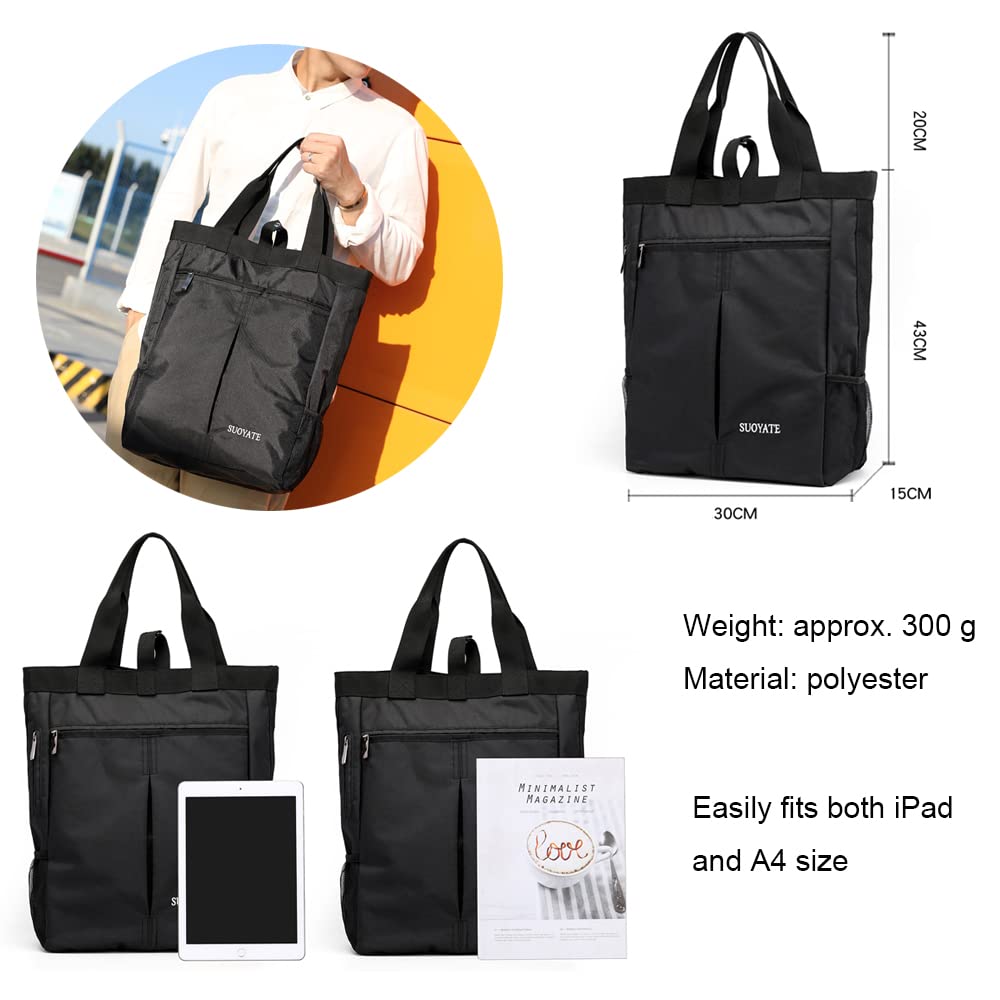 zhongningyifeng Sac à main pour homme Ordinateur portable A4 Imperméable et léger Sac à main supérieur pour affaires Voyage Travail Gym École