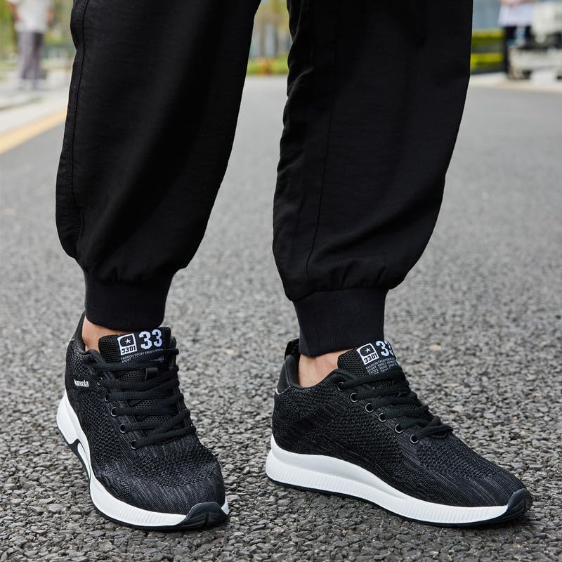 Image of Men's Invisible Height Increasing Elevator Shoes Lightweight Sport Shoes Height-Boosting Non-Slip Sneakers 2.4'' Taller