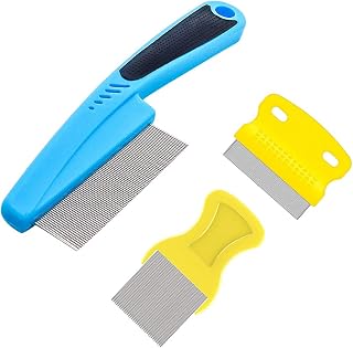 Aoche 3-Pack Fine Tooth Pet Comb for Dogs & Cats - Removes Fleas, Ticks, Tear Stains, Dandruff, Tangles & Knots
