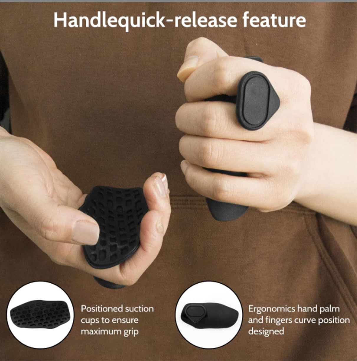 Antislip Workout Grips, Ergonomic Rubber Hand Protector Gloves for Weight Lifting, Pull-Ups, Gym Training and Exercise, for Men and Women(Black)
