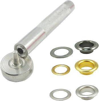 60 Sets - Grommet Eyelets 6mm 1/4" Inside Diameter 400# with Setting Tool Canvas Clothes Leather Self Backing