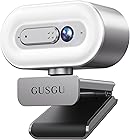 GUSGU G920 2K Quad HD Webcam for PC, Auto Focus, with Microphone & Light & Privacy Cover, Web Camera for Desktop Computer/Laptop/MacBook, USB Streaming Camera