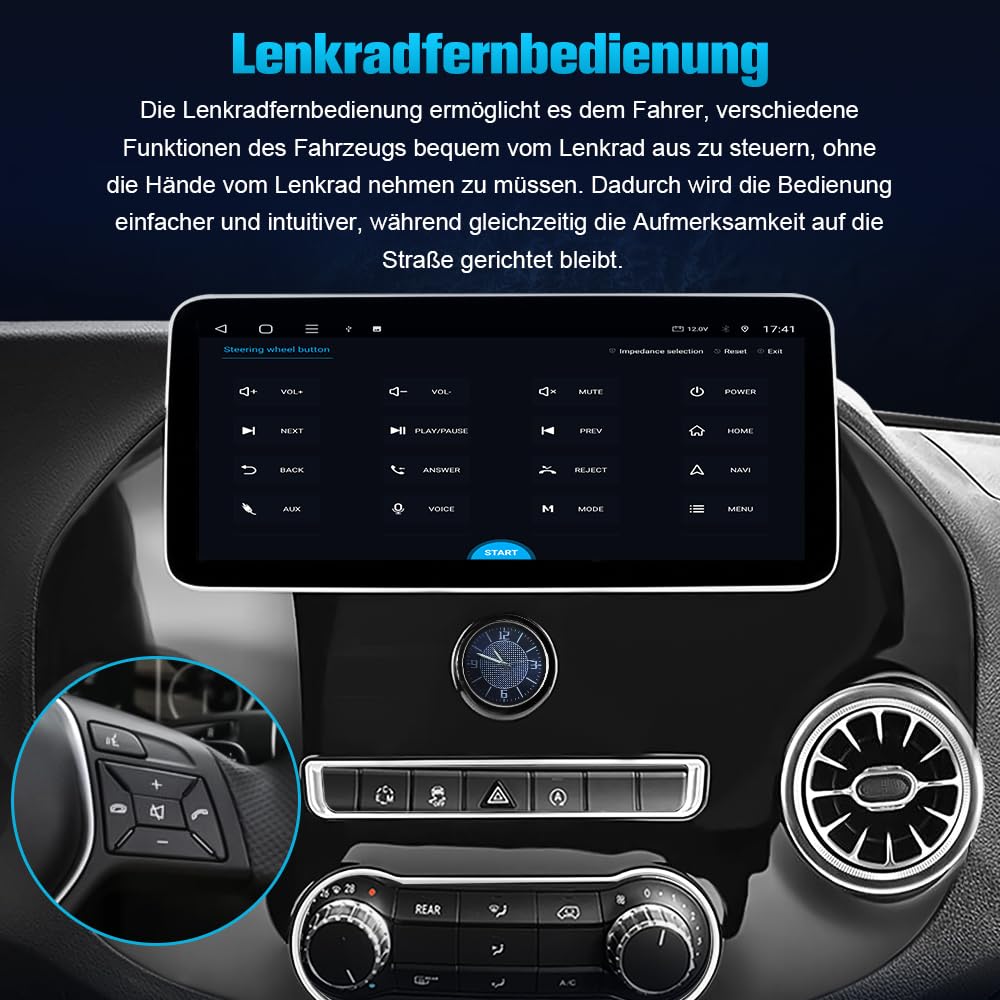 Junsun Android 15 Autoradio für Mercedes Benz Vito 447 2014-2020 4GB+64GB mit 12,3 Zoll Touchscreen unterstützt 4G-SIM-Karte, CarPlay, FM Radio, Bluetooth, WLAN, Navigtion, SWC