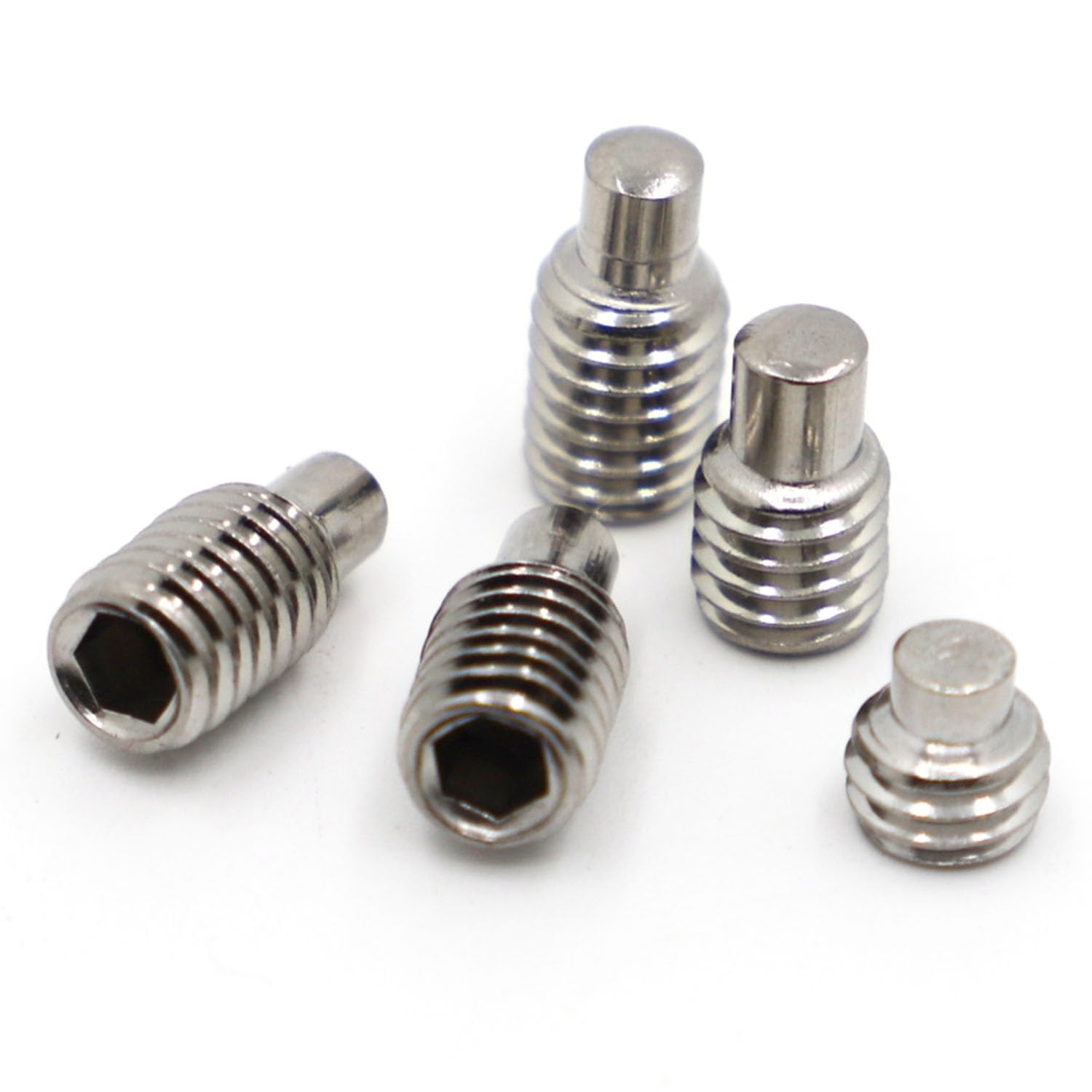 Tornillo autorroscante M3, M4, M5, M6, M8 304, terminal de acero inoxidable, extremo convexo, juego de enchufes hexagonales con punta de perro GB97 DIN915 (25 mm, M4, 20 piezas)