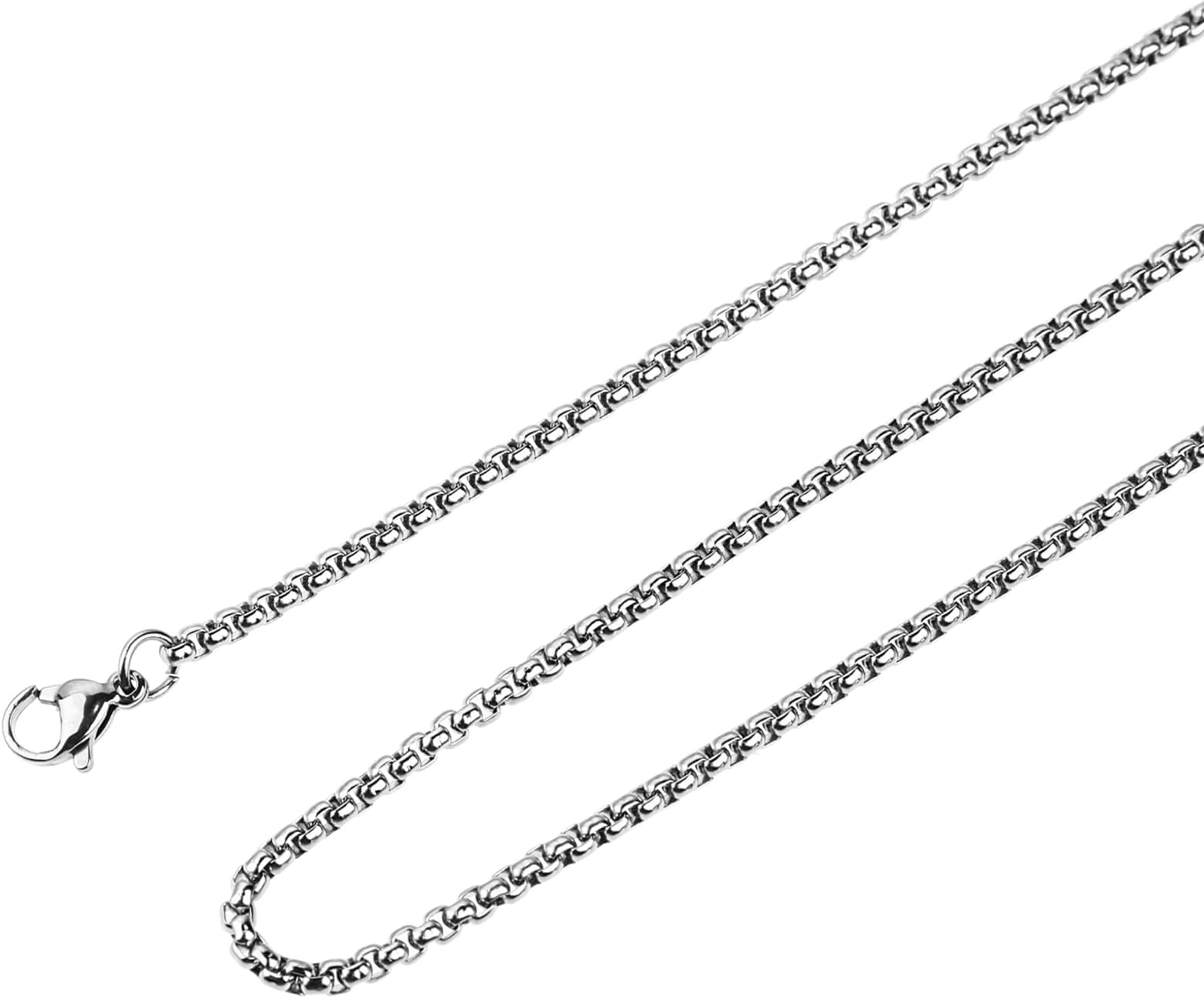 DIVINA VITAEBlack Stainless Steel Necklace for Men Women Rolo Cable Chain Necklace 2mm