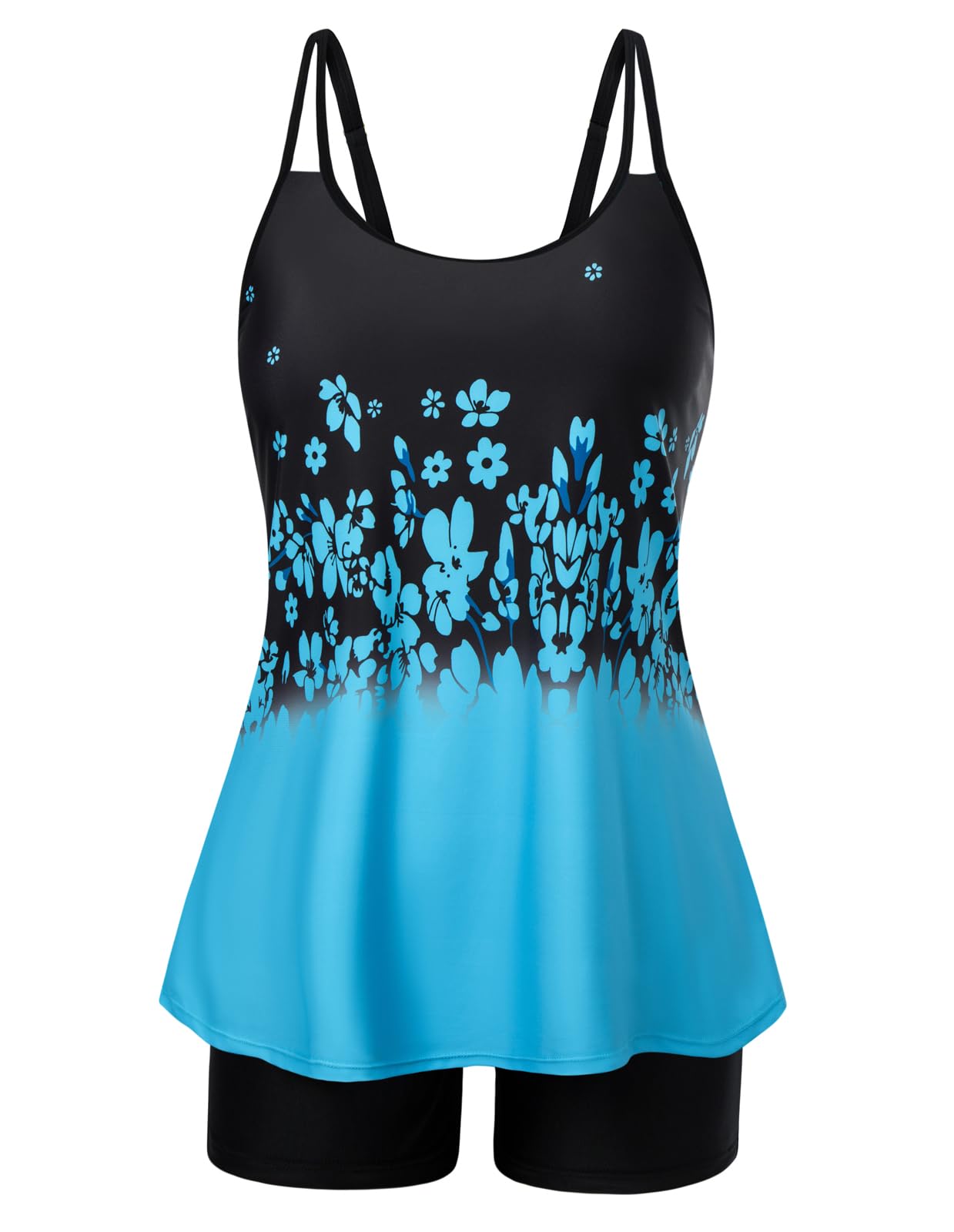 Hanna Nikole Women's Tankini Swimsuits Two Piece Tummy Control Bathing Suit Modest Swim Top with Shorts Plus Size Swimwear