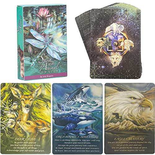 ZOWUBNK Oracle Cards Deck,Tarot Cards Deck,Spirit Animal Oracle Cards,52-Tarot Cards Set for beginners, Blue, Green, White