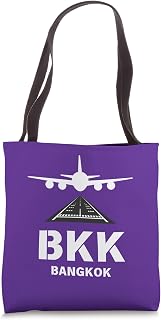 BKK Airport Bangkok, Thailand Airplane Landing on Runway Tote Bag