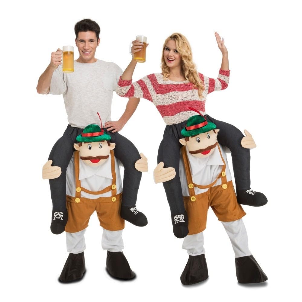 My Other Me - Unisex Oktoberfest Costume with Brown and White Character Pants Adult One Size Fits All (XS to XL) Bring German Fun to the Party. | Incluye pantalón con personaje en marrón y blanco para adulto