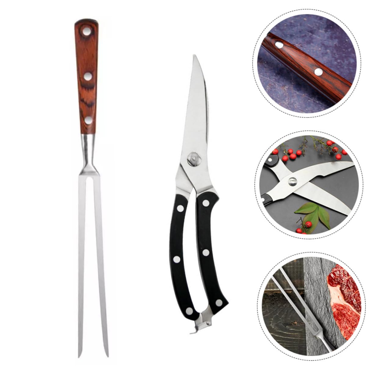 Sosoport 1set Forchette e Forbici Da Barbecue Inossidabile Utensili Multifunzionali Per Grigliate e Campeggio Facile Da Usare e Sicuro Per e Verdure