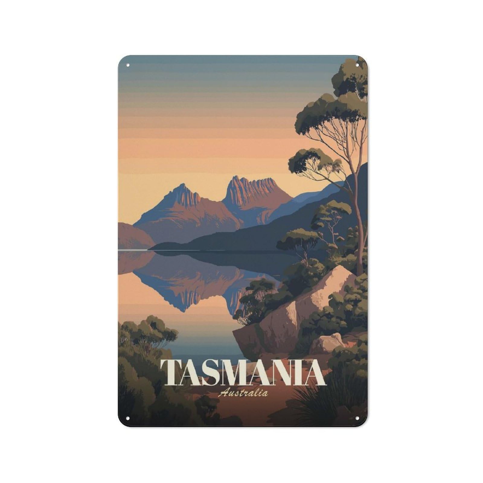 Junmoney Style-19 For Café Or Restaurant, Tasmania Australia Landscape Art Retro Metal Sign 30X20cm, Gift For Café Owners And Decorators During The Christmas Season