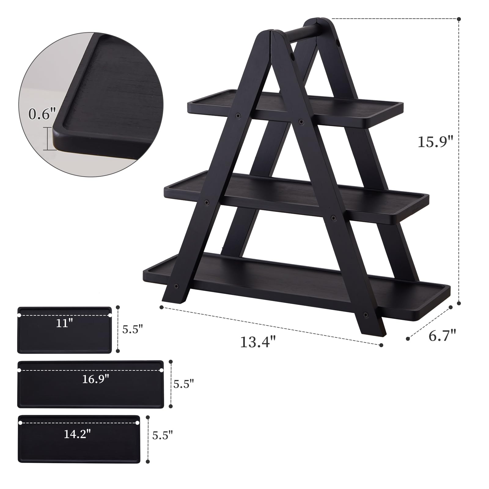 3 Tier Bamboo Serving Tray - Party & Dessert Display -9