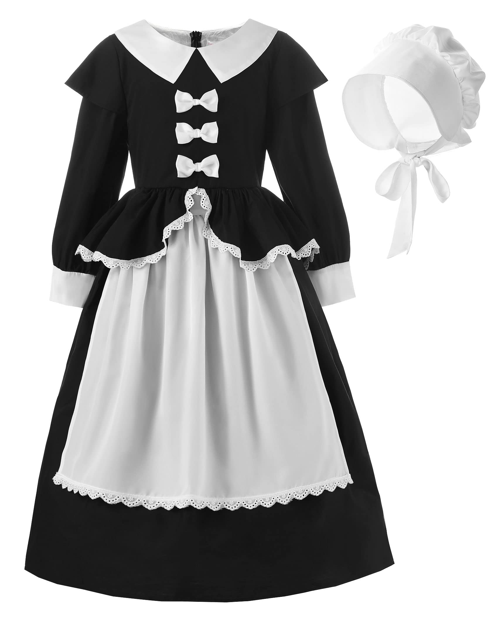 ReliBeauty Pilgrim Costume for Girls Colonial Girl Costume Dress Cosplay Costumes