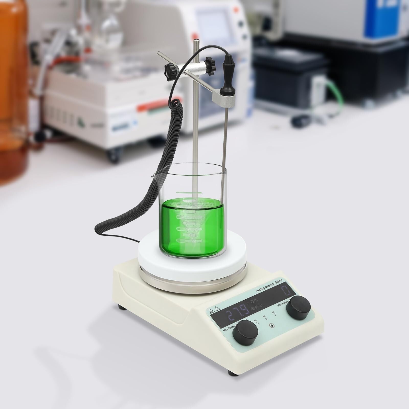 Mieszadło magnetyczne do płyt grzewczych, cyfrowy wyświetlacz o temperaturze 50-300°C, regulowany 100-1500 obr./min, mini mikser grzewczy do warzenia i chemii