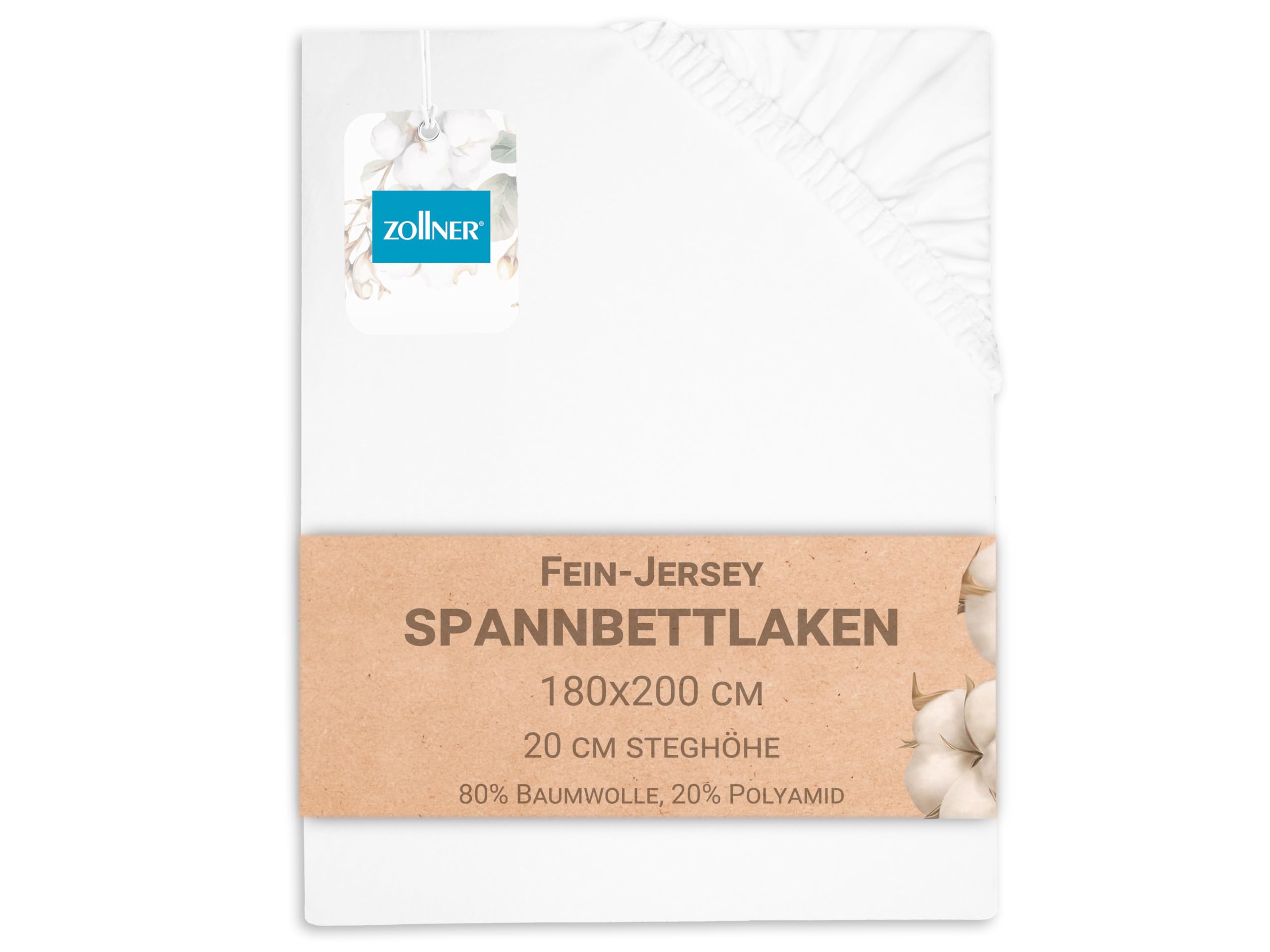 ZOLLNER Spannbettlaken in 180x200 cm - mit eingearbeitetem Gummibund - Mischgewebe - Made in Europe – waschbar bis 95°C - Hotelqualität - Oeko Tex® Zertifiziert