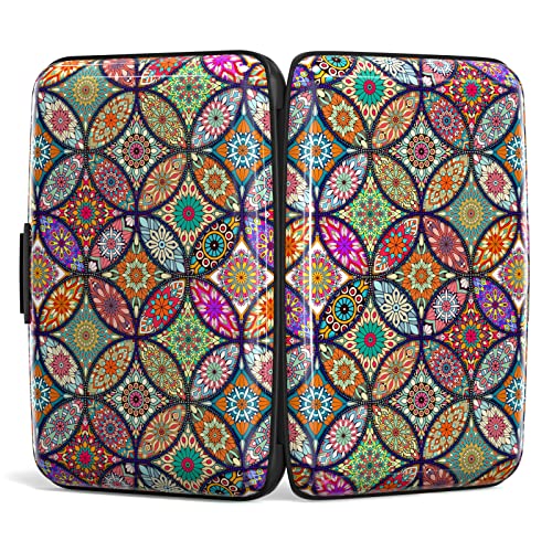 Image of Credit Card Holder, Mini Aluminum Card Wallet RFID Blocking Slim Metal Hard Card Case for Women Men, Pretty Mandala