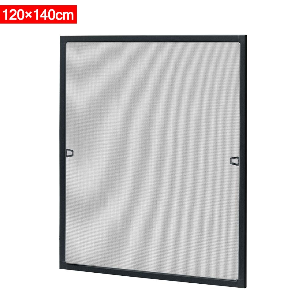 FIVMEN Anthratic moskitiera okienna z aluminiową ramą, bez wiercenia, 120 x 140 cm, ochrona przed owadami, siatka przeciw komarom, możliwość przycięcia, do okien, Anthratic