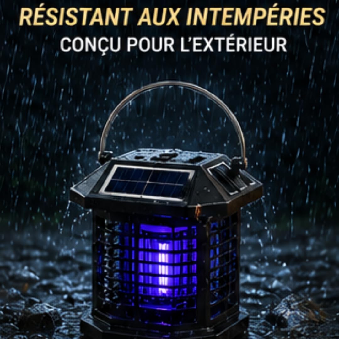 Lámpara antimosquitos solar portátil – Trampa para mosquitos UV recargable USB – Inalámbrica – Impermeable – para terraza, jardín, camping, balcón – MOUSTIZEN