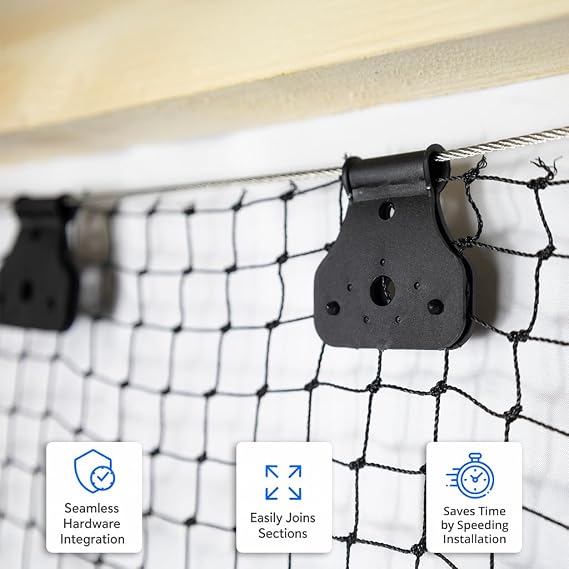 Bird-X Deterrent Netting Hardware, Plastic Clips, 250 Pieces (MTG-CASE), Black