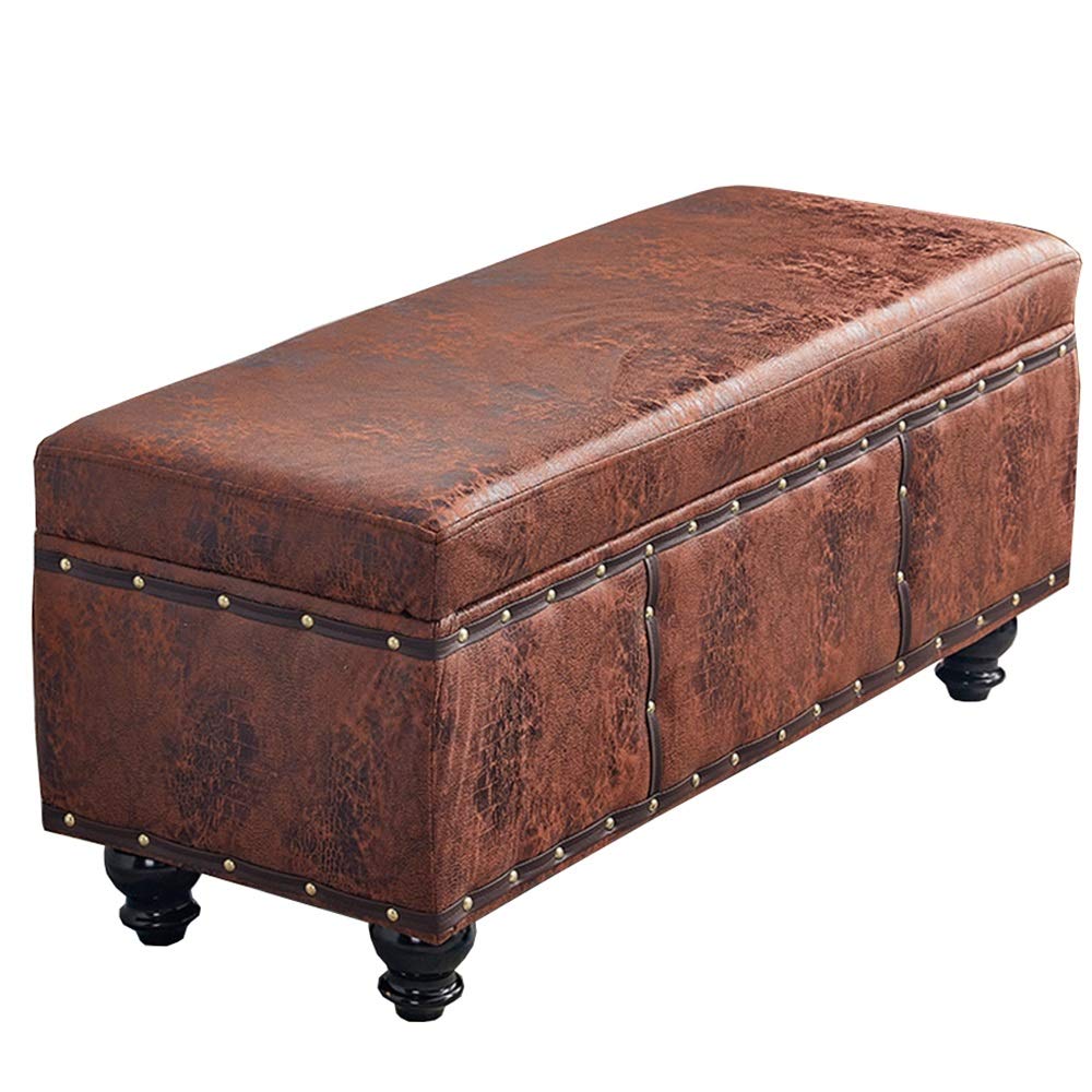 Tabouret à langer en PU marron pour organiser la chambre à coucher