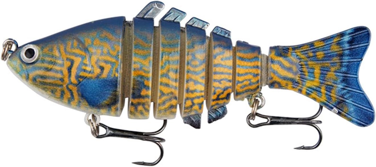 5Pcs 10cm 15g Realistic Fishing Lures for Bass Trout 7 Segmented Multi Jointed Swimbaits Plastic Hard Bait Treble Hook 3D Eyes Lifelike Skin Sea Fishing Tackle