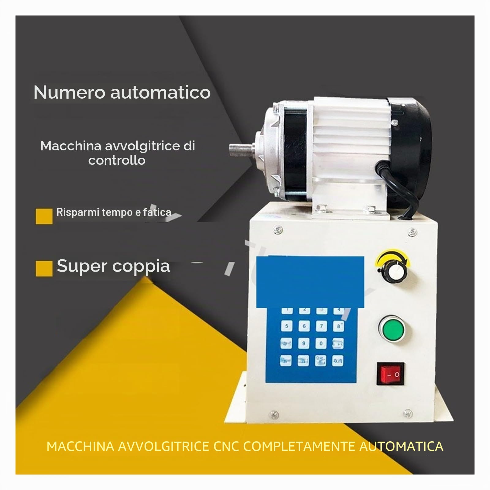 Bobinatrice Avvolgitrice elettrica automatica, attrezzatura for l'avvolgimento del filo smaltato, trasformatore ad alta coppia con controllo digitale per spirali, bobine motore, bobine pickup per chit