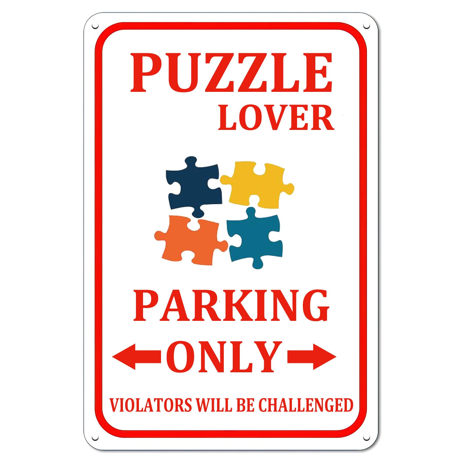 Puzzle Enthusiast Exclusive Parking Vintage Metal Sign Hobby Themed Wall Art Decor Tin Plaque for Home Cafe Office Room 8x12 Inch
