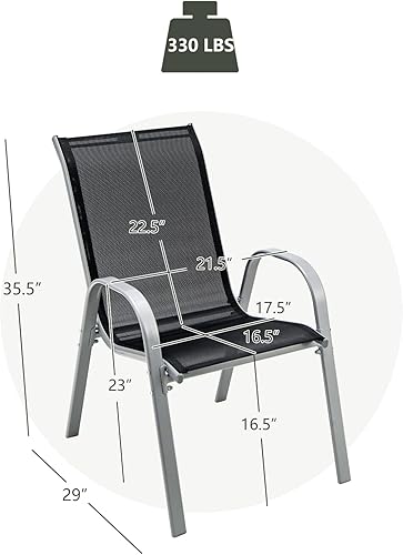 Miniatura 3 de Giantex Juego de 4 sillas de patio, sillas de comedor apilables para exteriores, capacidad de 330 libras, resistentes a todo tipo de clima, sillones