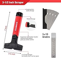 Vista 5 de Goldblatt 2 raspadores de hoja de afeitar con 20 cuchillas y raspador de pintura de yeso 9 en 1 Goldblatt, raspador de cuchillos de masilla de acero