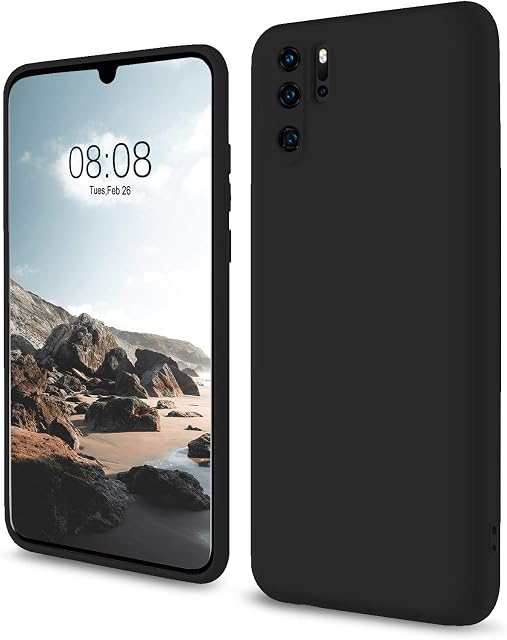 SouliGo Huawei P30 Pro Case Silicone Soft Gel Bumper Rubber Cover Girls Women Slim Lightweight Microfiber Lining Rugged Anti-Scratch Non-Slip Shockproof Cases for Huawei P30 Pro - Black